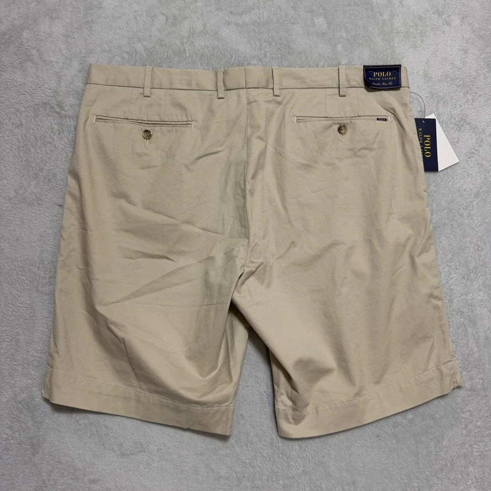 Polo Ralph Lauren Chino Shorts Mens 40 Beige Slim Stretch Twill Golf Casual